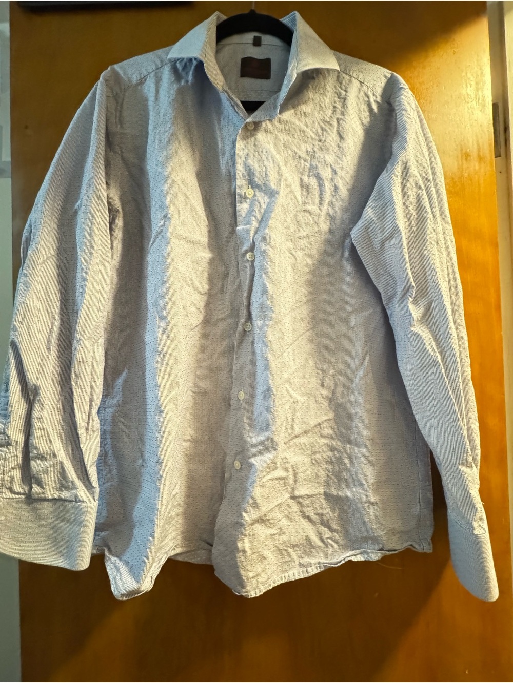 Louis Feraud Light Blue Patterned Long-Sleeve Dress Shirt